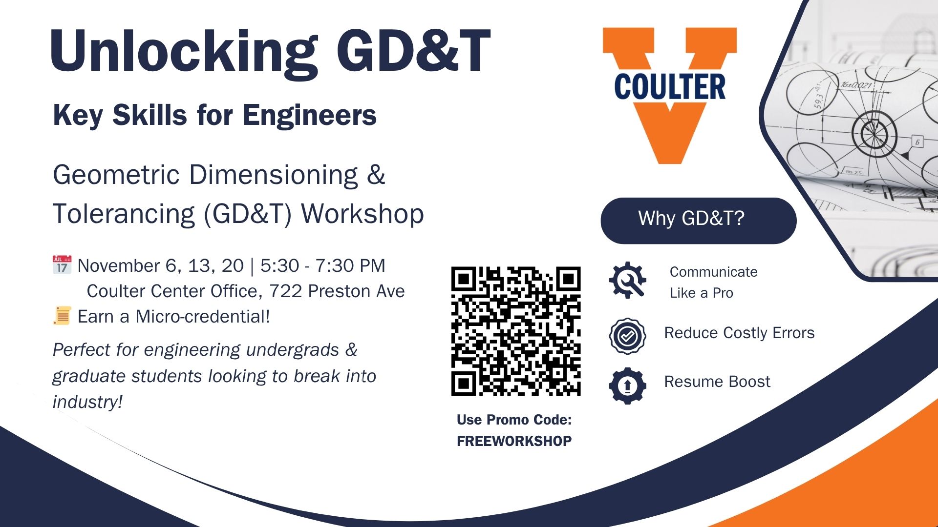 Unlocking GD&T Flyer with the Coulter "V" logo