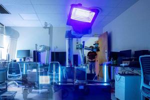 decontamination robot in a room at the UVA Health System