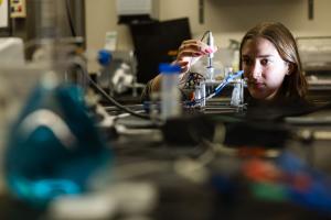 student in lab