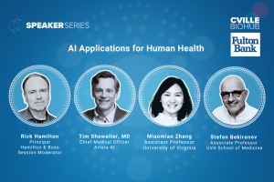 Flyer for CvilleBioHub AI Applications for Human Health