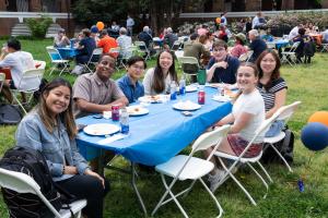 Students at a picnic table