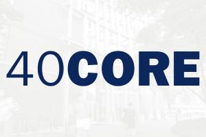40Core wordmark over a textured background