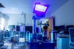 decontamination robot in a room in the UVA Health System