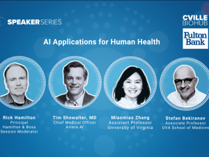 Flyer for CvilleBioHub AI Applications for Human Health