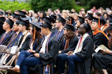 Students watch the speakers