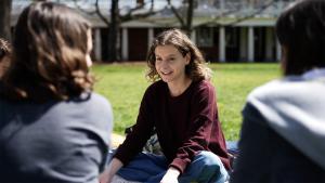 Emily Buerk and friends on the UVA Lawn