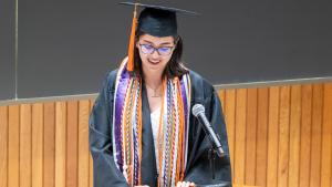 A student speaker during the ceremony