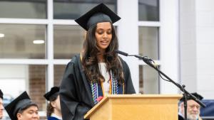 A student speaker during the diploma ceremony