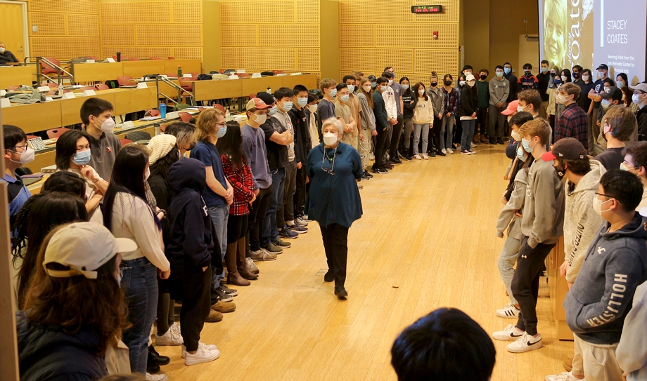 Stacey Coates with students