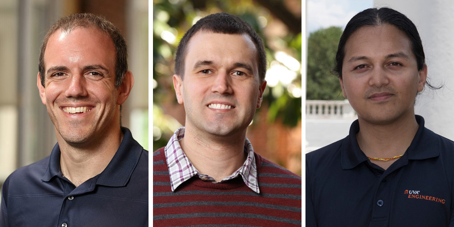 Side-by-side portraits of three professors