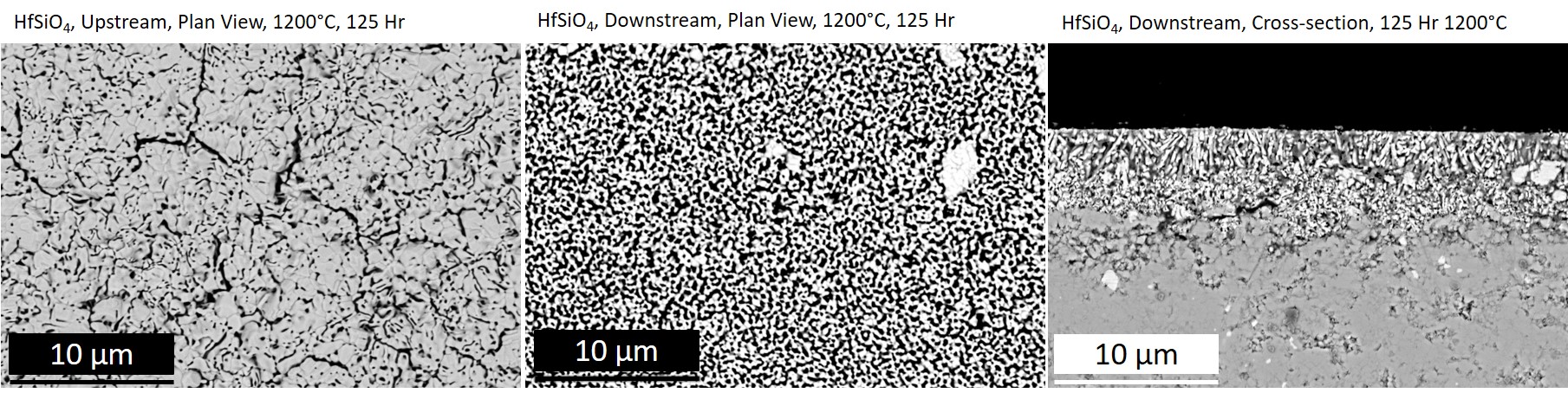 Hafnium silicate (Hafnon) exposed in the steam-jet furnace for 125 hours: