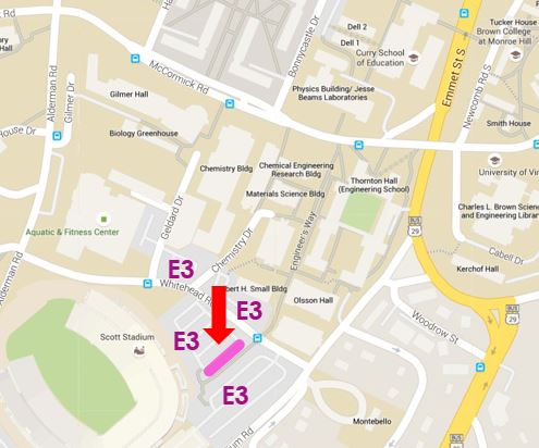 Map of Scott Stadium parking locations