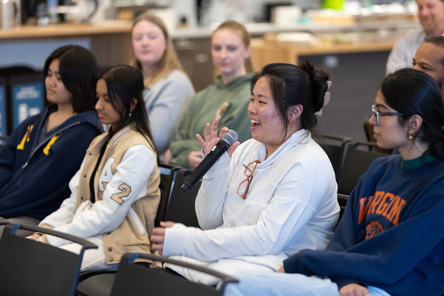 A student asks a question about becoming an astronaut.