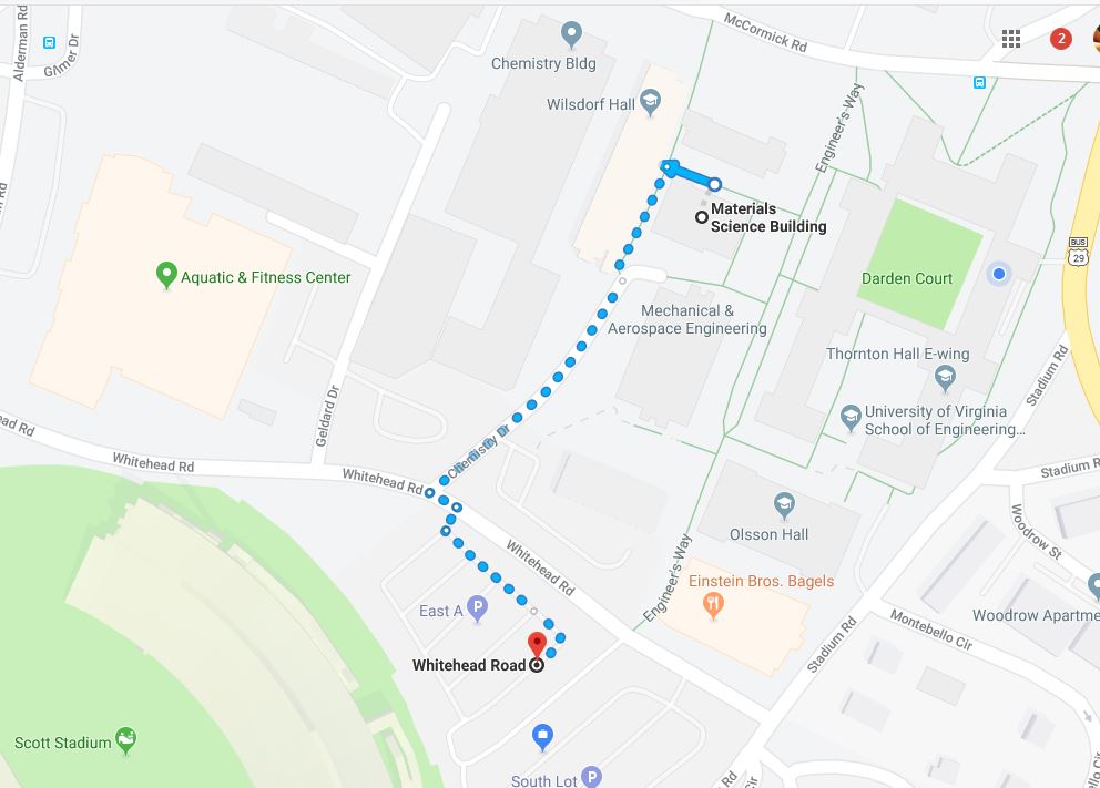 Walking directions to Jesser Hall
