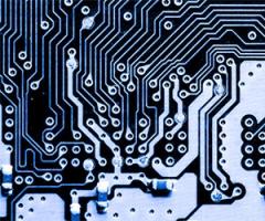 Magnified surface of a computer chip