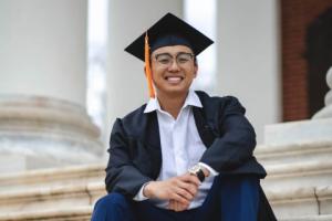 man in graduation robes
