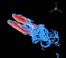 Computer representation of two trout swimming