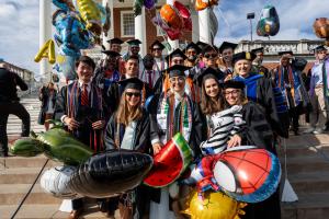 Graduating students on the Rotunda steps