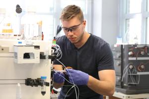Student working in a lab