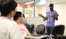 James Bland in a classroom