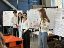 Engineering Foundations student team presents their design during a final exam