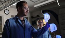 Chemical engineering Ph.D. student Vince Gray and assistant professor of chemical engineering Rachel Letteri