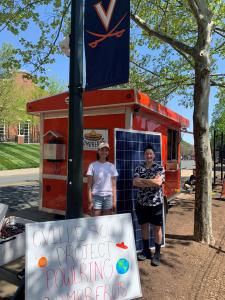 students in front of food truck