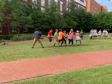 action shot of tug of war