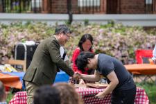 A student receives an award