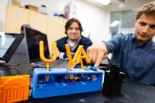 First-year engineering students test a device