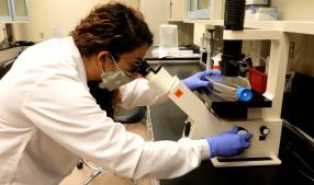 a woman in a lab